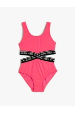 Koton Swimsuit Window Detailed Straps Ruffled Round Neck