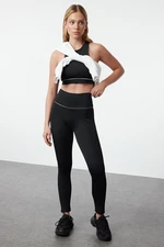 Trendyol Black Full Length Knitted Sports Leggings with Wide Waist Elastic and Reflective Detail