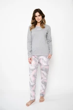 Aloe women's pajamas long sleeves, long legs - melange/print