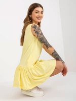 Light Yellow Basic Ruffle Mini Sleeveless Dress