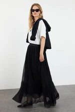 Trendyol Black Lined Woven Skirt