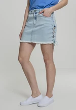 Women's denim lace-up skirt blue bleached