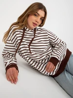 Dark brown and white striped loose-fitting sweatshirt