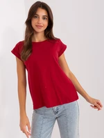 Burgundy cotton women's T-shirt BASIC FEEL GOOD