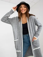 RUE PARIS long cardigan without fastening, grey and ecru