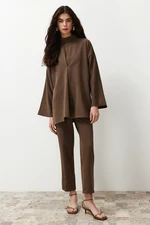 Trendyol Brown Collar Detailed Woven Bottom Top Set