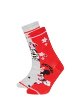 DEFACTO Girls Disney Mickey & Minnie 2-Piece Cotton Long Socks