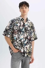 DEFACTO Relax Fit Patterned Cotton Short Sleeve Shirt