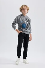 DEFACTO Boy's Hooded Printed Sweatshirt Tracksuit Bottom 2-Piece Set