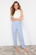 Trendyol Light Blue Cigarette Dart High Waist Ankle-Length Woven Trousers