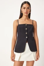 Happiness İstanbul Women's Black Strappy Woven Vest