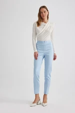 DEFACTO Cigarette Normal Waist Straight Leg Satin Basic Trousers