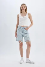 DEFACTO Normal Waist Ripped Jean Bermuda Shorts