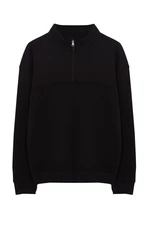 Trendyol Black Oversize/Wide Cut Stand Collar Zippered Sweatshirt