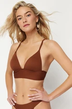 Trendyol Hnedý Trojuholníkový Push Up Textúrovaný Bikini Top