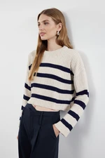 Trendyol Stone Crop Striped Knitwear Sweater