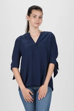 Blúzka - TOMMY HILFIGER FALLEEN BLOUSE 3/4 SLV tmavomodrá