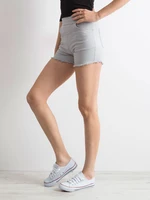 Grey frayed shorts with high waist