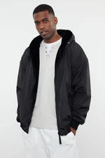 Trendyol Unisex Black Plush Inside Reversible Hooded Coat