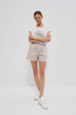 Striped cotton shorts - beige