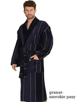 Bathrobe De Lafense 803 M-2XL men's navy blue - wide belts 089