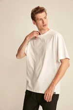 GRIMELANGE Jett Men's Oversize Fit 100% Cotton Thick Textured White T-shirt