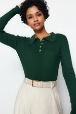 Trendyol Emerald Green Polo Collar Knitwear Sweater