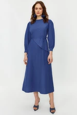 Trendyol Saks Belted Front Piece Cotton Woven Dress