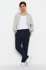 Trendyol Navy Blue Regular Fit Gabardine Trousers