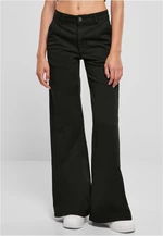 Women's high-waisted wide-leg chino trousers in black