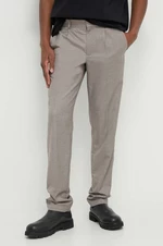 Kalhoty Bruuns Bazaar pánské, béžová barva, jednoduché