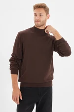 Trendyol Brown Slim Fit Half Turtleneck 100% Cotton Basic Sweater