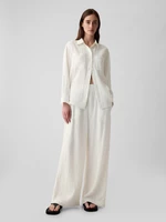 Women's white muslin wide trousers GAP