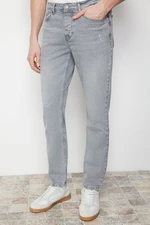 Trendyol Grey Slim Fit Flexible Fabric Slim Cut Distressed Jeans Trousers