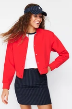 Trendyol Red Crop Slim Bomber Jacket