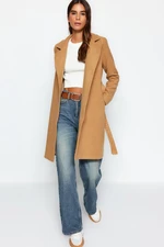 Trendyol Camel Belted Long Wool Cashmere Coat