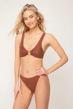 Trendyol Brown Triangle Accessory Silvery Bikini Top