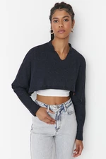 Trendyol Navy Blue Crop kötött blúz