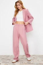 Trendyol Limited Edition Light Pink Straight/Straight Fit Pleated Woven Trousers