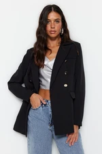 Trendyol Black Regular Lined Woven Blazer Jacket