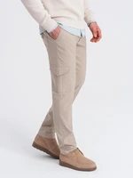 Ombre Men's REGULAR fabric pants with cargo pockets - beige