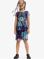 Pink-turquoise girly patterned dress Desigual Caleido - Girls