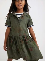 Khaki patterned dress Desigual Mickey Camo Flower for girls - Girls