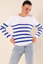 Bigdart 15820 Button Detailed Striped Sweater - C.Saks