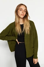 Trendyol Wide fit Khaki. Soft Textured Pocket Detailed Knitwear Cardigan