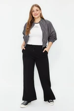 Trendyol Curve Black Thin Knitted Sweatpants with Slit Detail.