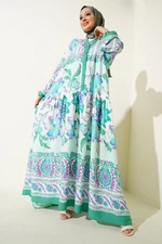 Bigdart 2423 Authentic Patterned Hijab Dress - D. Mint