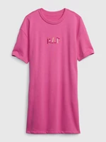 Tmavoružové dievčenské šaty s logom GAP
