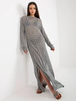 Gray knitted dress with long sleeves