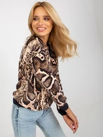 Beige and black velour blouse with animal pattern from RUE PARIS